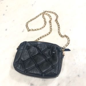 Deux Lux Navy Spike Purse with Gold link chain